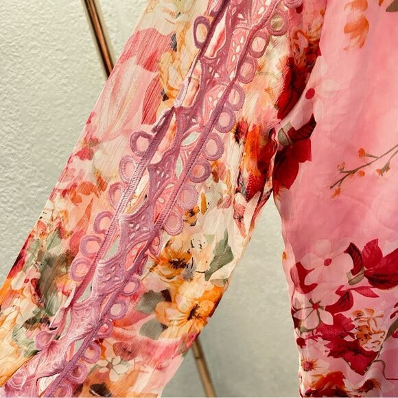 Threads and Motifs Blouse pink floral size M - Picture 6 of 11